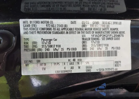 2015 Ford Focus Se z USA, uszkodzony, nr VIN 1FADP3K21FL254875